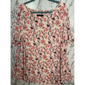 Lane Bryant Floral Print Top 18/20 Polyester & Spandex Multicolored